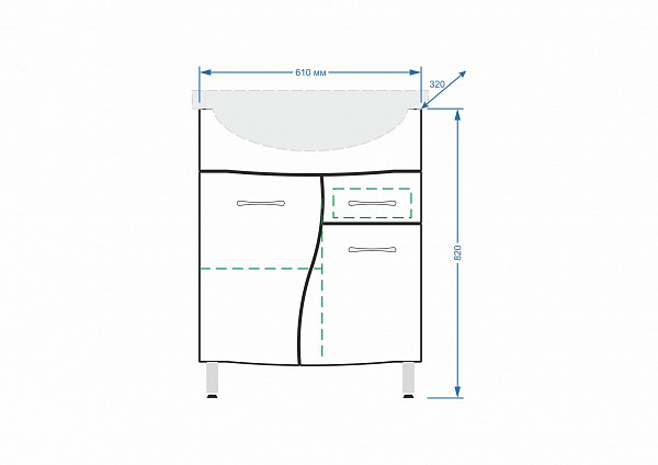 Тумба "Волна 65", 1 ящ., Байкал 65