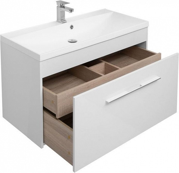 Тумба под раковину Aquanet Августа 100 белый глянец 00274142