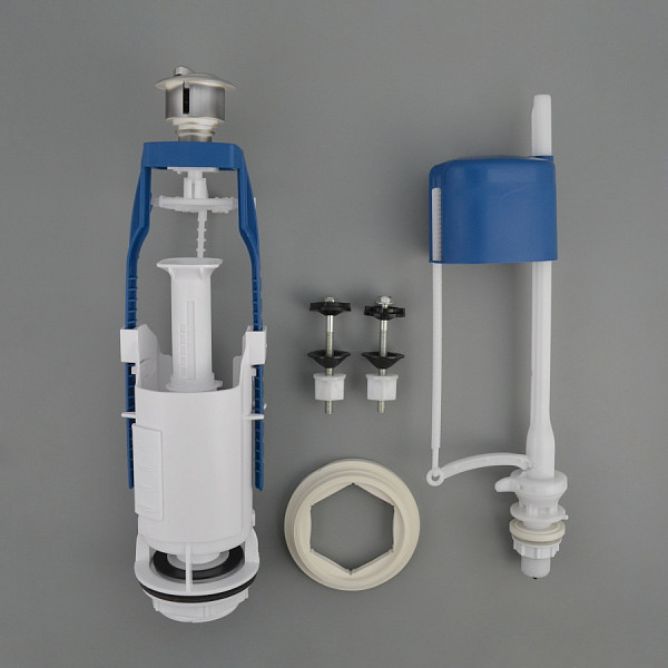 Арматура для бачка сливная/наливная 1/2" нижнее подключение кнопка хром 2/реж универсал Уклад А77.57.14.3