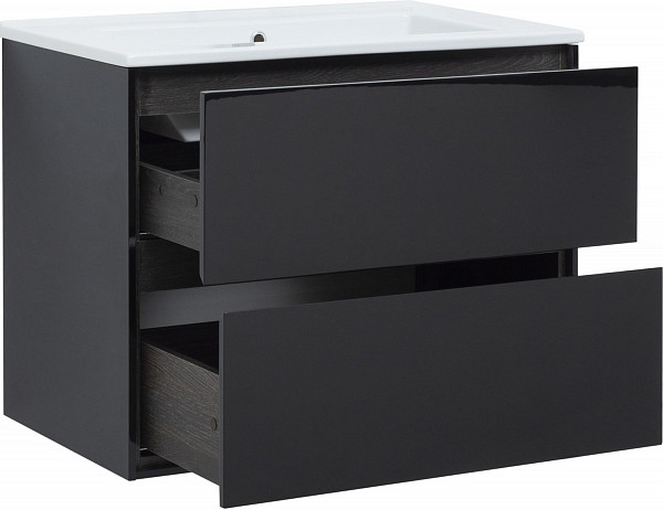 Тумба под раковину Aquanet Милан 85 черный глянец 00316703