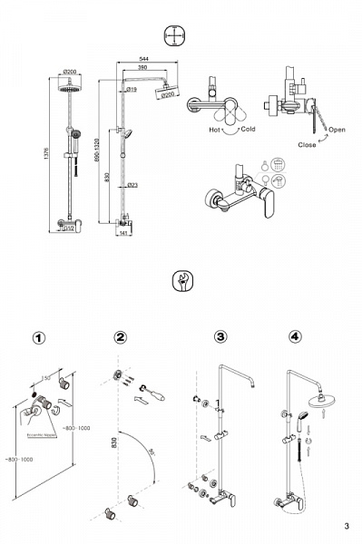 Душевая колонна со смесителем для душа Bravat Opal C F9125183CP-A1-RUS