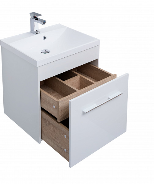 Тумба под раковину Aquanet Августа 58 белый (ручки хром) 00274017