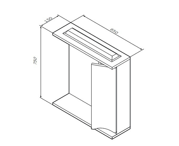M80MPR0651WG Like, зеркало, частично-зеркальный шкаф, правый, 65 см, с подсветкой, белый, глянец, шт
