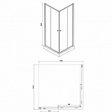 Душевое ограждение Azario GREENWOOD 1000х1000х1850, БЕЗ ПОДДОНА, 6 мм