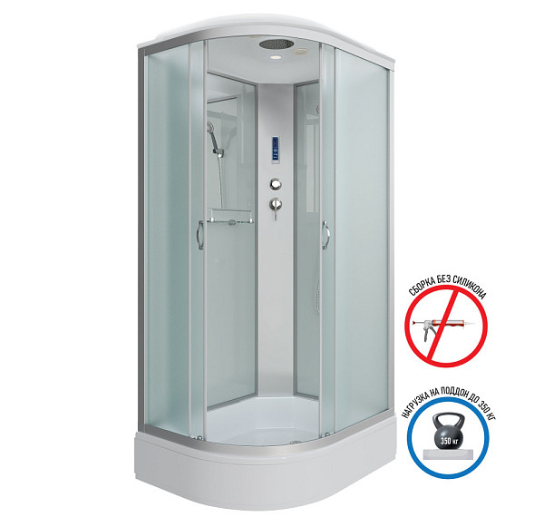 Душ.каб. NG-33084-14RP (1000х800х2150) средний поддон (26см) стекло МАТОВОЕ 4 места