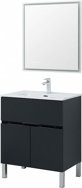 Тумба под раковину Aquanet Алвита new 70 1 ящик, 2 дверцы, антрацит 00303900