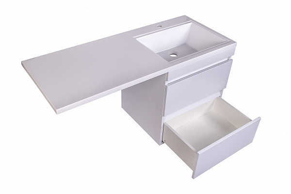 Тумба подвесная "Даллас 115", Люкс белый, под раковину, PLUS