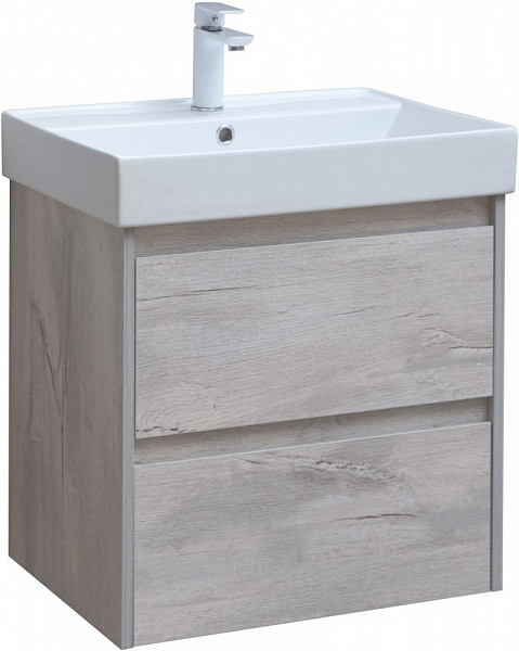 Тумба под раковину Aquanet Nova Lite 60 дуб белый (2 ящика) 00287874