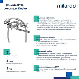 Смеситель для ванны, Duplex, Milardo, DUPSB02M02