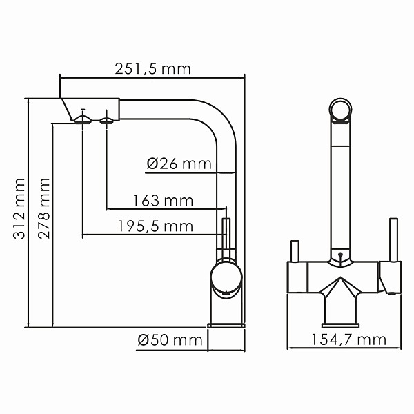 A8387 Смеситель для кухни под фильтр Wasserkraft