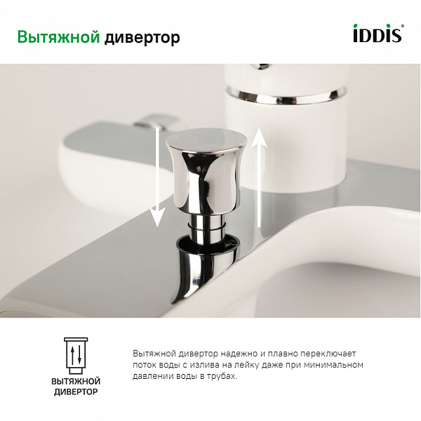 Смеситель для ванны, белый/хром, Calipso, IDDIS, CALSB00i02WA