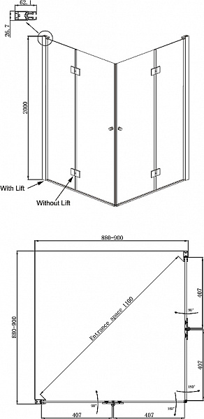 Душевое ограждение Ambassador Diamond 12011109