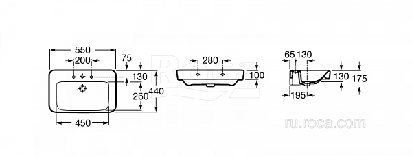 Раковина Roca Dama Senso Square 55 32751C000