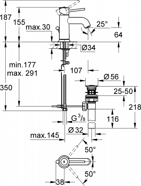 Смеситель для раковины Grohe BauClassic 23161000
