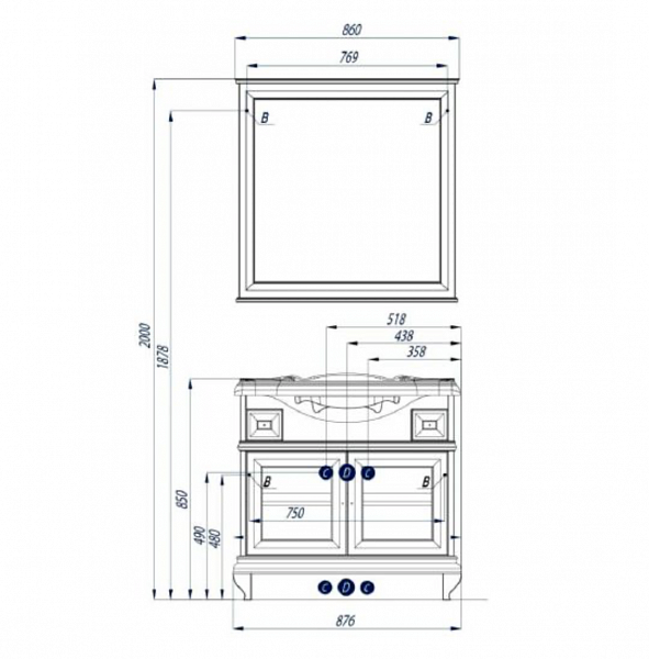 Тумба под раковину Акватон Беатриче 88 см 1A191701BEM60