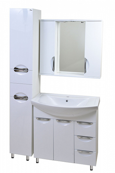 Тумба Emmy Милли 80 с раковиной Балтика (3 ящика)