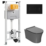 Сет: OLI 120 ECO Sanitarblock pneumatic+Панель KARISMA,черн.soft+Унитаз Point Вега, сер PN41711GM