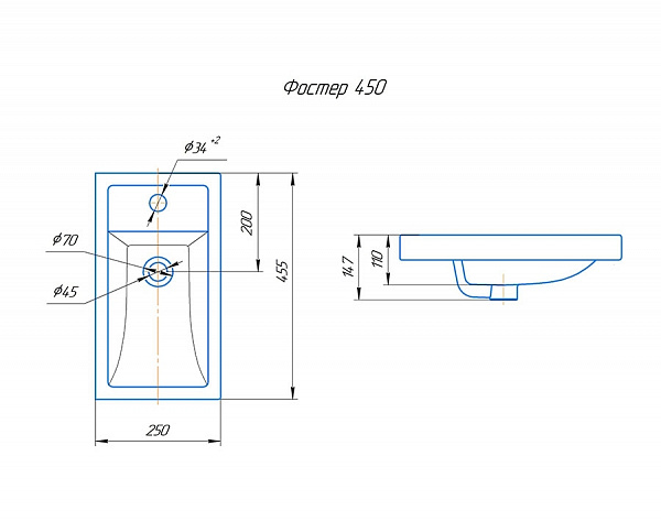 Мебельная раковина Фостер 45 Санта