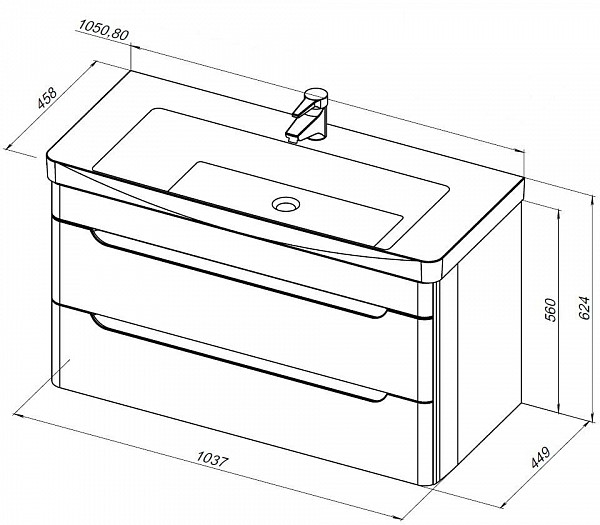 Тумба под раковину Aquanet София 105 белый глянец (2 ящика) 00274116