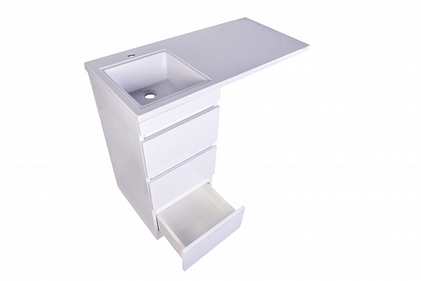 Тумба напольная "Даллас 100" (3 ящ.) Люкс белая, под раковину, PLUS