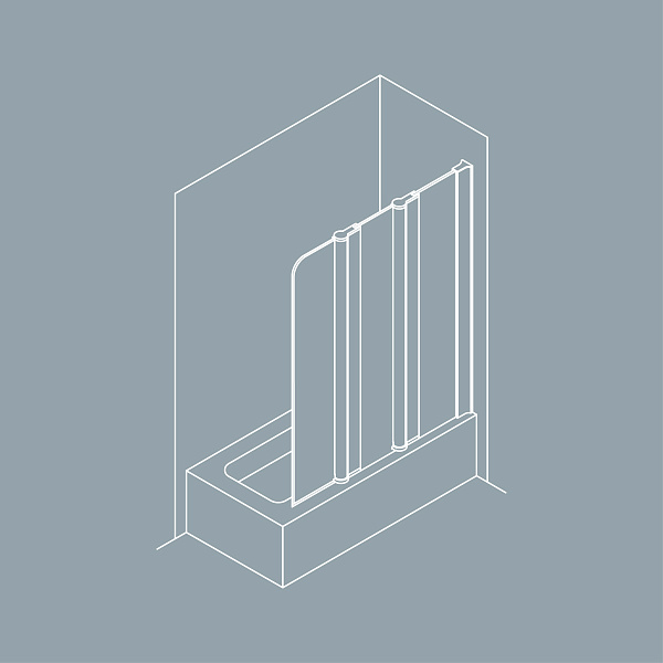 Шторка для ванны "KOLLER POOL" одноэлементная Aqua Line MW3DA 1070x1400 прозрачная Transparent  5мм CALC FREE хром