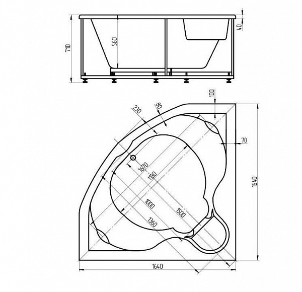Акриловая ванна Aquatek  Сириус 164x164 SIR164-0000002