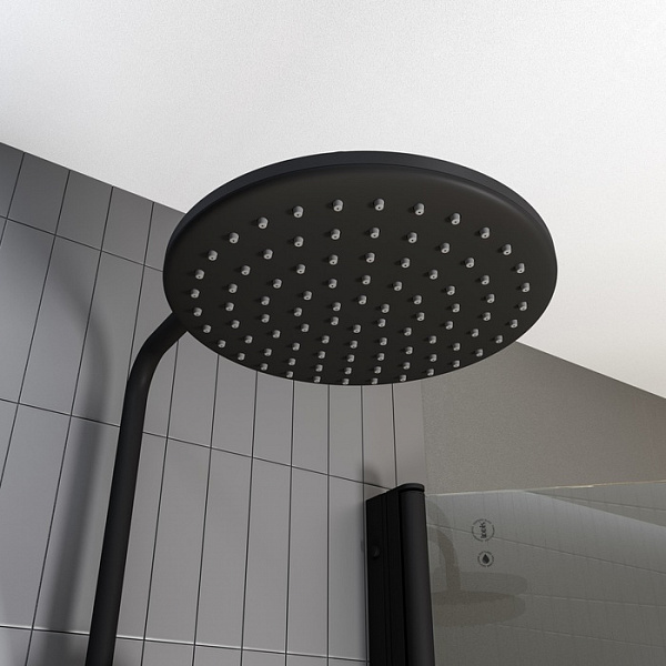 Душевой гарнитур с верхней лейкой, черный матовый, Ray, IDDIS, RAYMS3Fi76