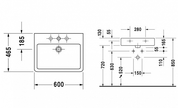 Раковина Duravit Vero 0454600000 60 см