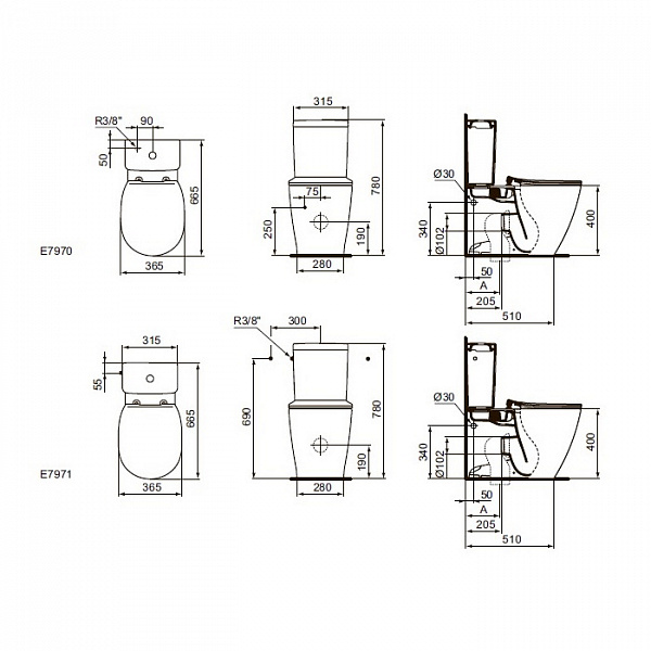 Унитаз-компакт напольный Ideal Standard Connect AquaBlade E039701