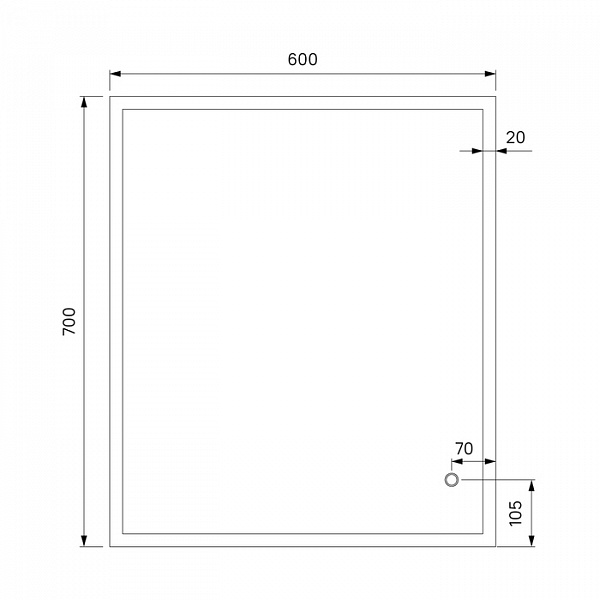 Зеркало 60 см, Brick, IDDIS, BRI6000i98