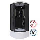 Душ.каб. NG-6508-14P (900х900х2150) высокий поддон(40см) стекло ТОНИРОВАННОЕ алюм черный 4 места