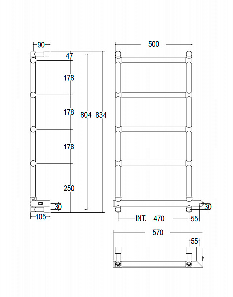 Полотенцесушитель электрический Margaroli Sole 542, цвет: хром 5424705CRNB
