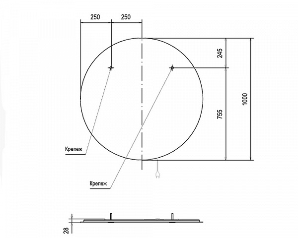 Зеркало Velvex Julia 100 см zkJUL.100
