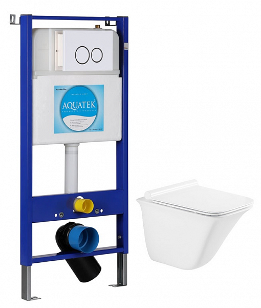 Комплект унитаз подвесной Grossman GR-4413S с инсталляцией Aquatek Slim с клавишей смыва