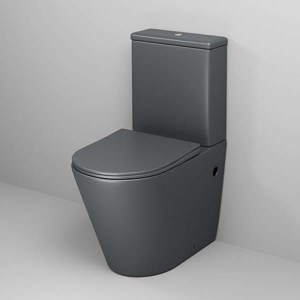 Унитаз GR-4480GMS Color (620*365*810) СЕРЫЙ МАТОВЫЙ напольный БЕЗОБОДКОВЫЙ с тонкой крышкой, 2 места