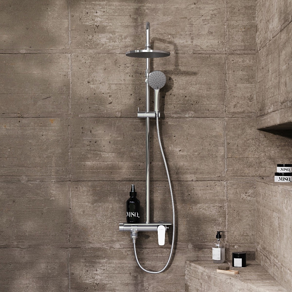 977730000 ДС Jupiter со смесителем полкой: верхний душ, ручной душ., штанга варио, хром