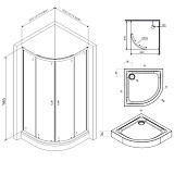 W88E-205-090BT64 X-Joy Twin Slide,  Душевое ограждение c поддоном, 90x90, профиль черный