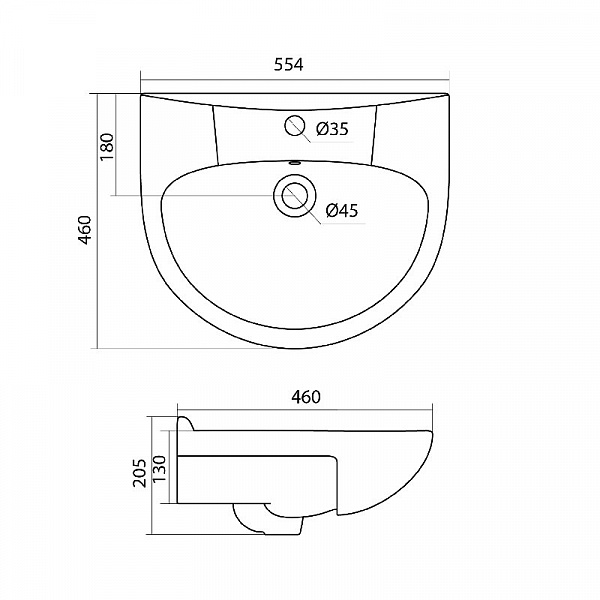 Полукруглая раковина Santek Антик 55 1WH110186