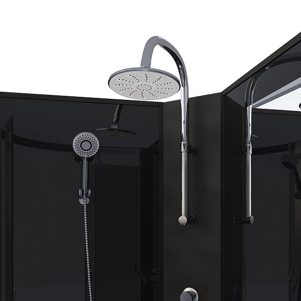 Душ.каб. NG-6508-14BKT (900х900х2100-2400) высокий поддон(40см) стекло ТОНИРОВАННОЕ алюм черный 4 места