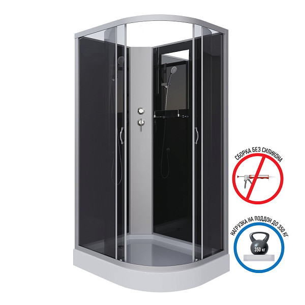 Душ.каб. NG-3512-14LBK (1200х800х2000) низкий поддон(13см) стекло ТОНИРОВАННОЕ 3 места