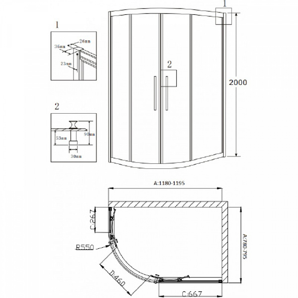 Душевой уголок Grossman Pragma PR-120SR 120x80