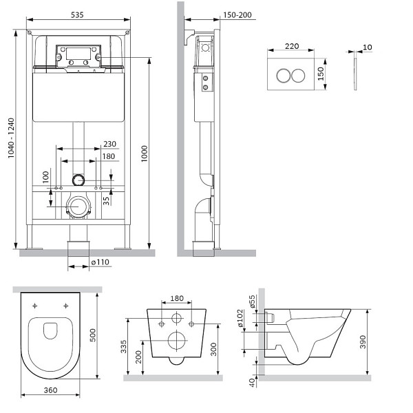 IS70138.741701 Инсталляция с клав ProC L мат черн с подвес унит Sense FlashClean с сид м/лифт
