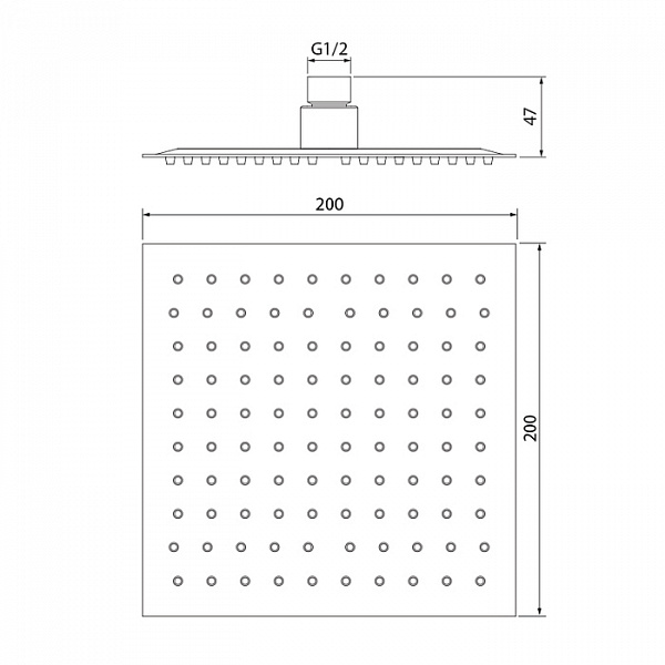 Душевая насадка верхняя квадратная, IDDIS, 00520SSi64