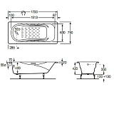 Чугунная ванна Roca Malibu 170х75 с отверстиями под ручки 2309G000R