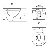 Унитаз подвесной Point Веста PN41701 безободковый, белый, сиденье дюропласт, микролифт, быстросъемное