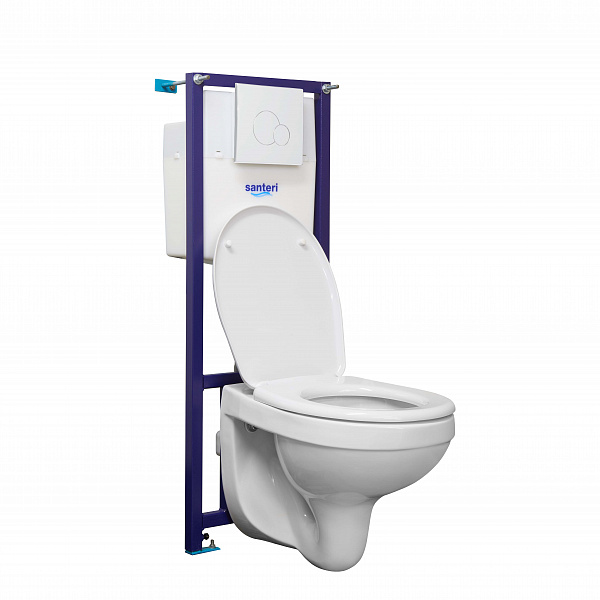 ПЭК Santeri Альфа комфорт 1.3816.4.S00.00B.2 подвесной унитаз + инсталляция + панель белая + сиденье ПП SC