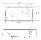 Акриловая ванна Besco Continea 140x70 WAC-140-PK