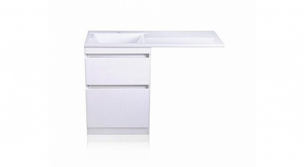 Тумба напольная Style line Даллас 140, 2 ящика, Люкс белая, под раковину, PLUS