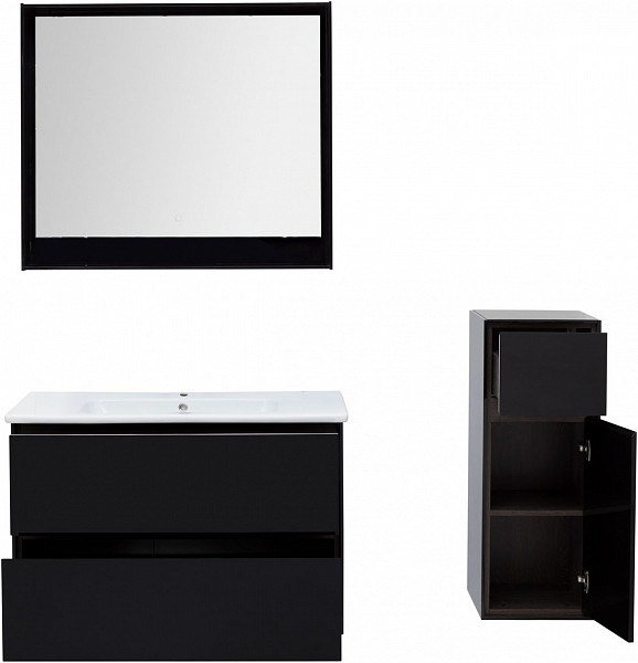 Тумба под раковину Aquanet Милан 100 черный глянец 00269299