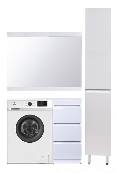 Тумба напольная "Даллас 100" (3 ящ.) Люкс белая, под раковину, PLUS